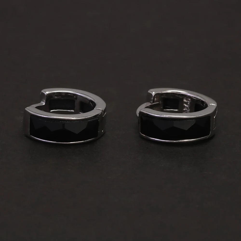 Noir Facet Hoops