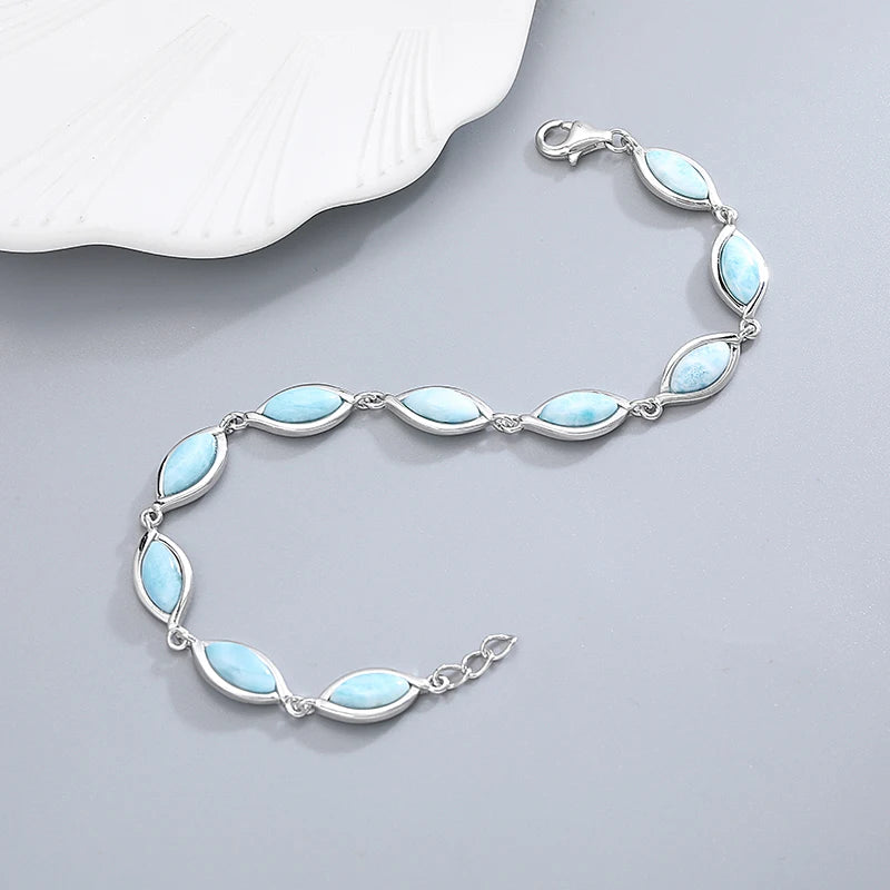 Larimar Ocean Whisper Sterling Silver Bracelet