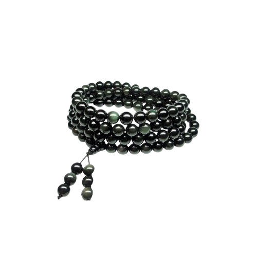 Black Rainbow Obsidian 108 Bracelet