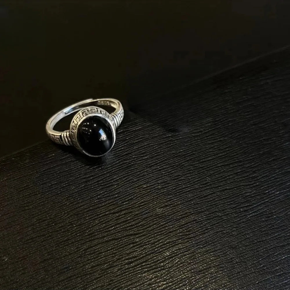 Black Agate Sentinel Ring