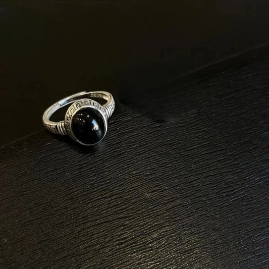 Black Agate Sentinel Ring