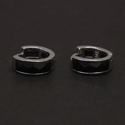 Noir Facet Hoops