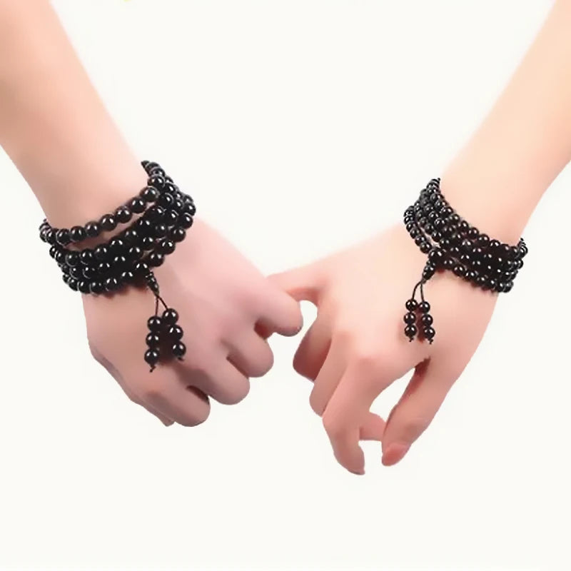 Black Rainbow Obsidian 108 Bracelet