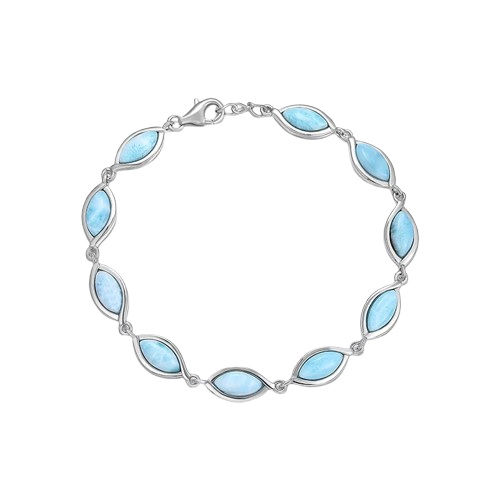 Larimar Ocean Whisper Sterling Silver Bracelet