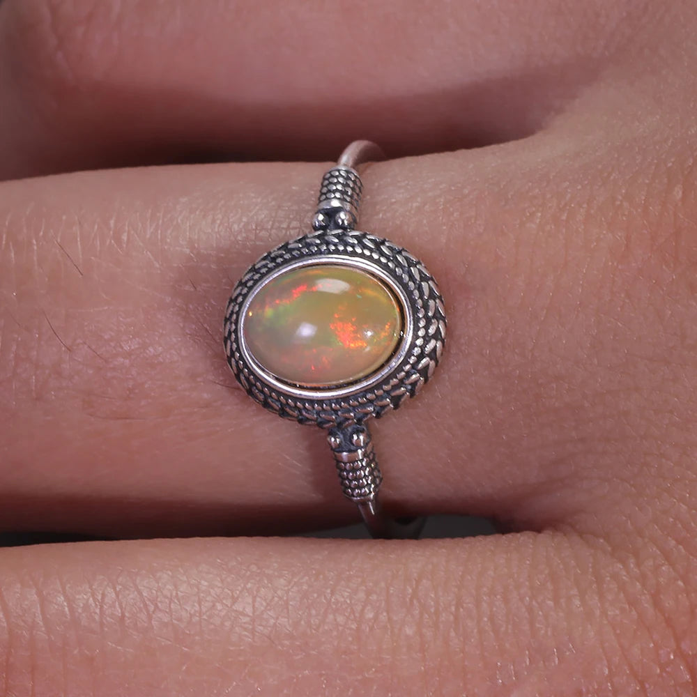 White Opal Aura Ring