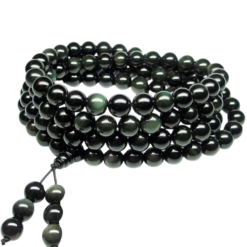 Black Rainbow Obsidian 108 Bracelet