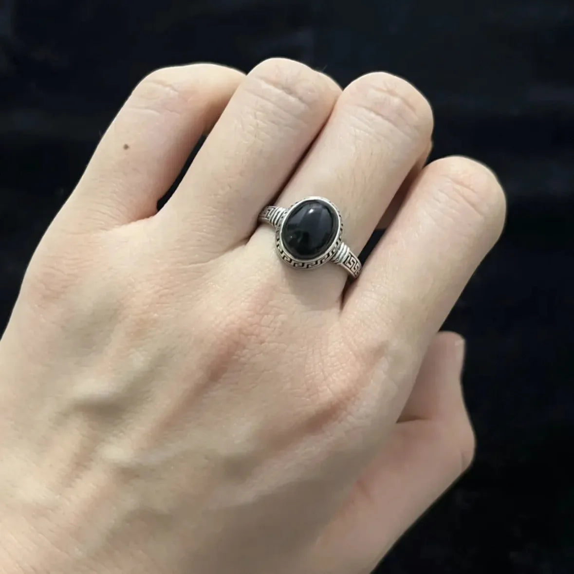 Black Agate Sentinel Ring