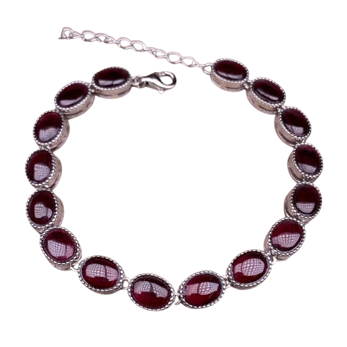 Garnet Crimson Sterling Silver Bracelet
