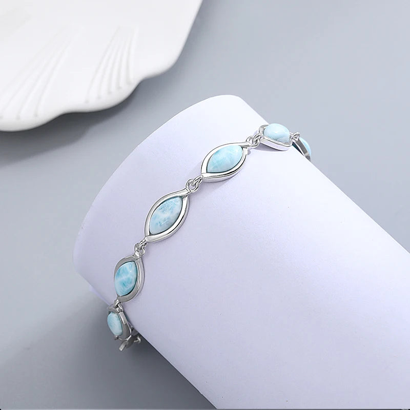 Larimar Ocean Whisper Sterling Silver Bracelet