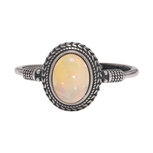 White Opal Aura Ring