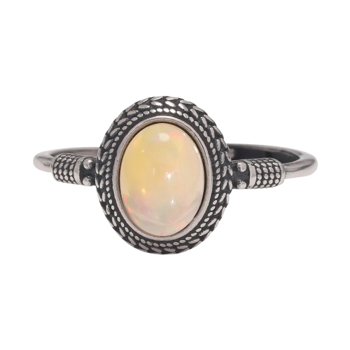 White Opal Aura Ring