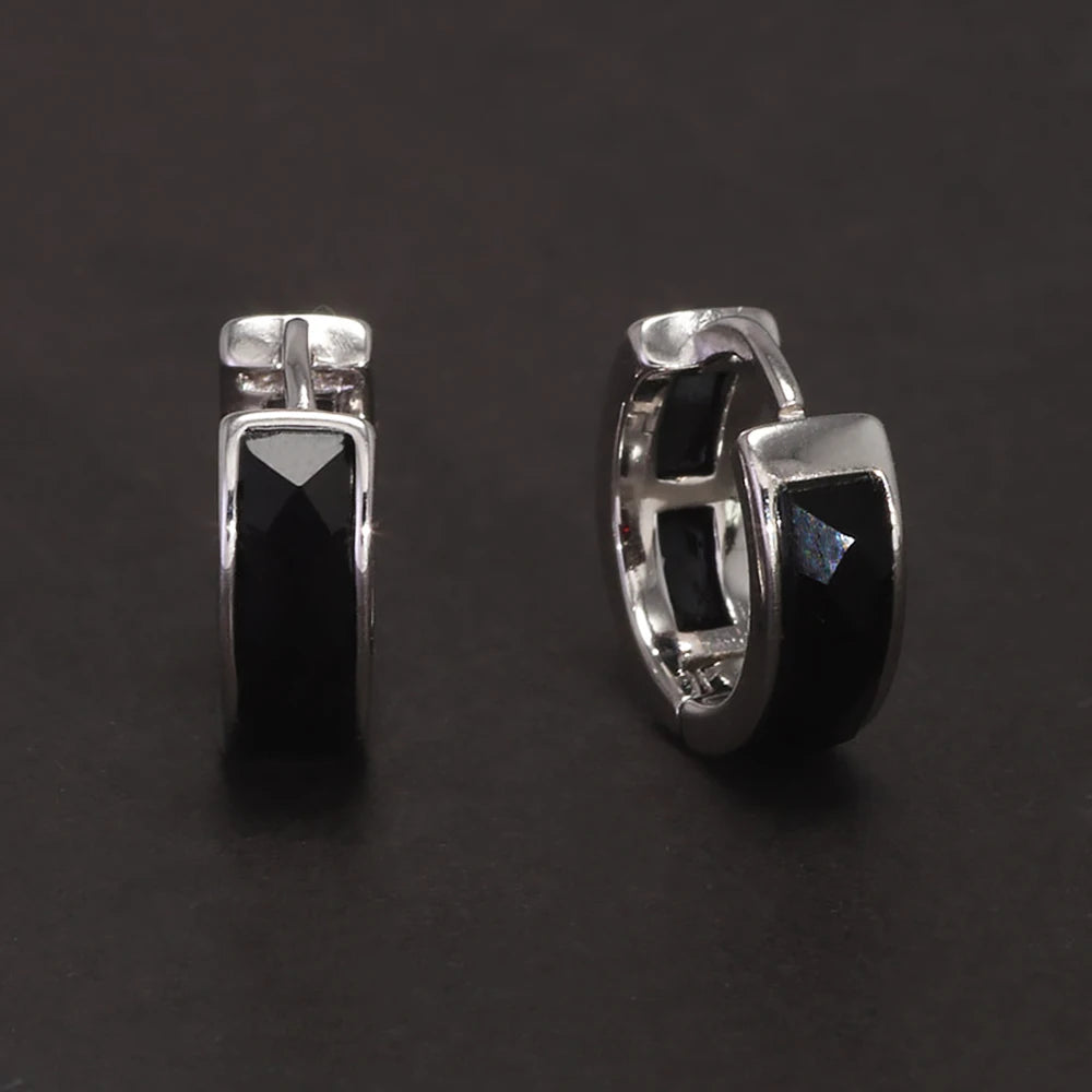 Noir Facet Hoops