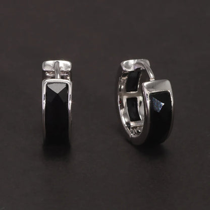Noir Facet Hoops