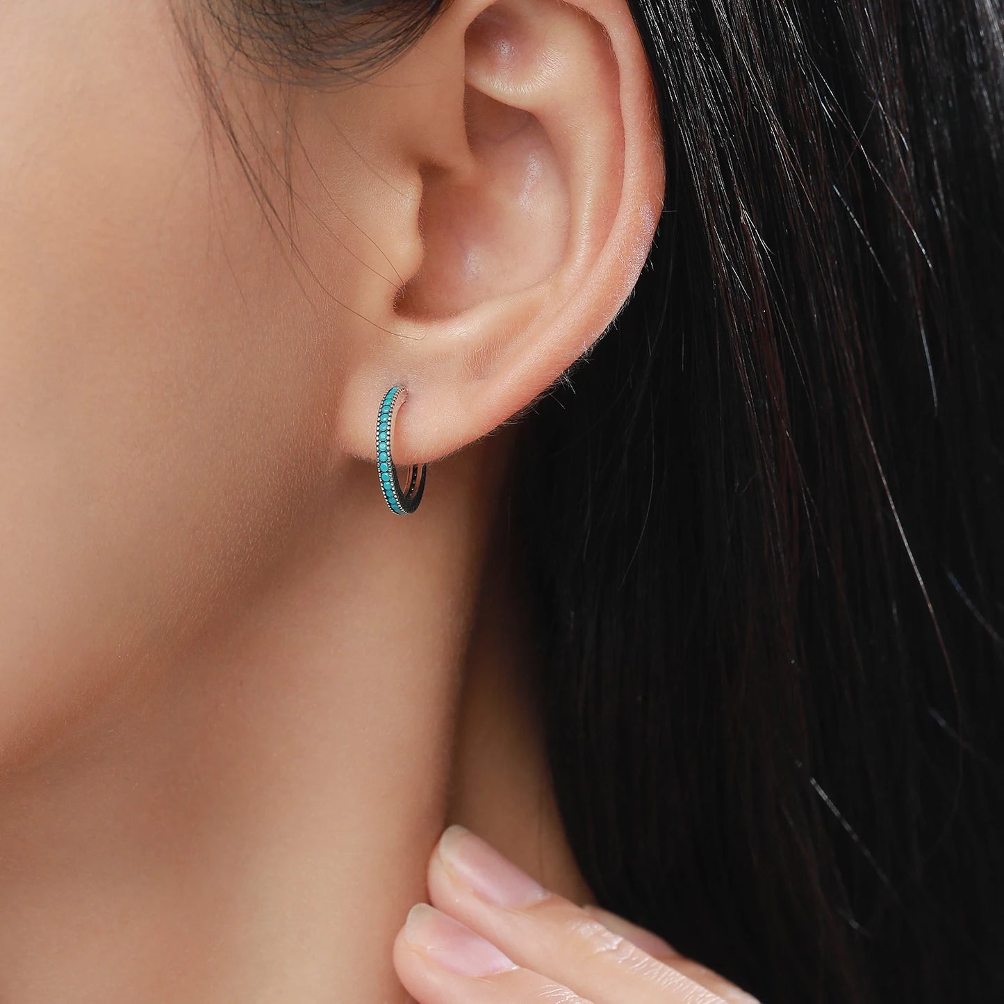 Turquoise Line Hoop