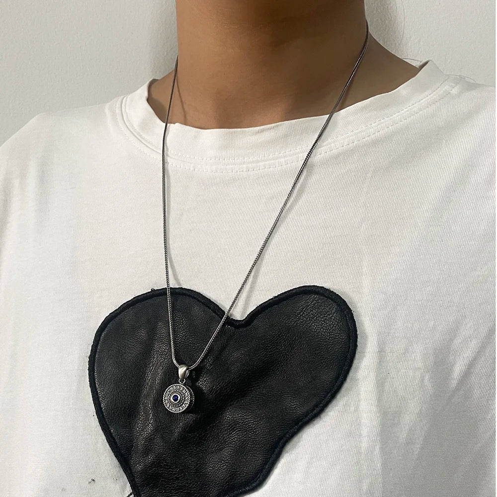 Lapis Lazuli Six Words Mantra Matte Pendant Necklace
