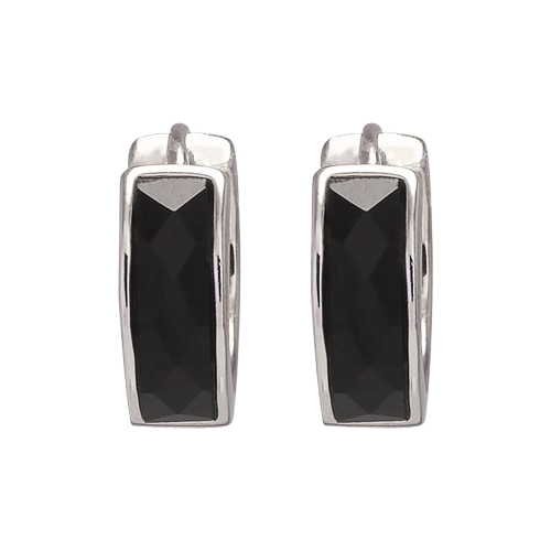 Noir Facet Hoops