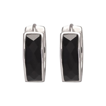 Noir Facet Hoops
