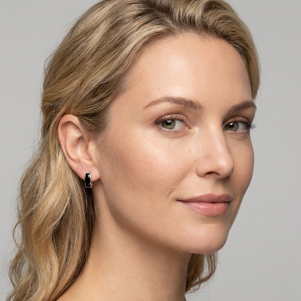 Noir Facet Hoops